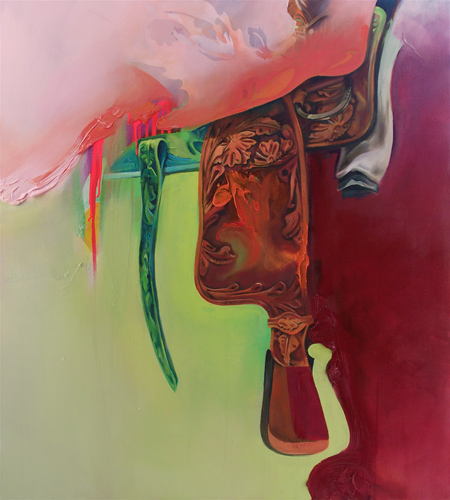 Leather oil on canvas